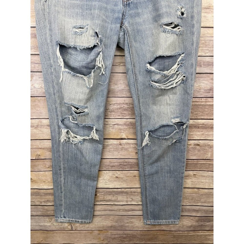 American Eagle Womens 0 Tomgirl Jeans Destroyed Boho Button Fly Denim Holes - Picture 4 of 11